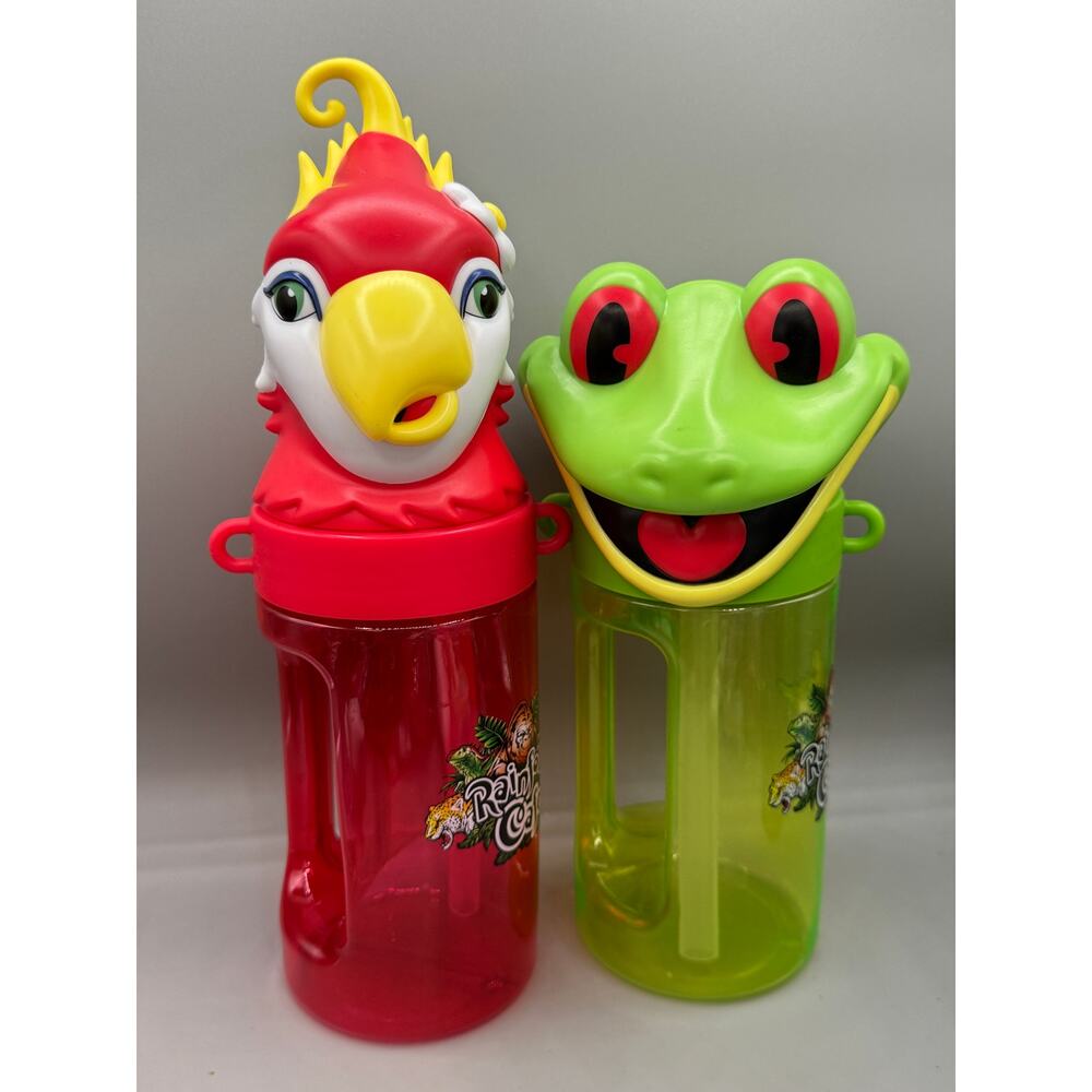 Rainforest Cafe Set of 2 Souvenir Animal Cups FROG + TOUCAN